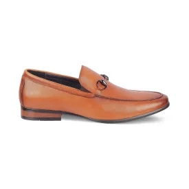 Tresmode Neslip Brown Men's Leather Horse-bit Loafers