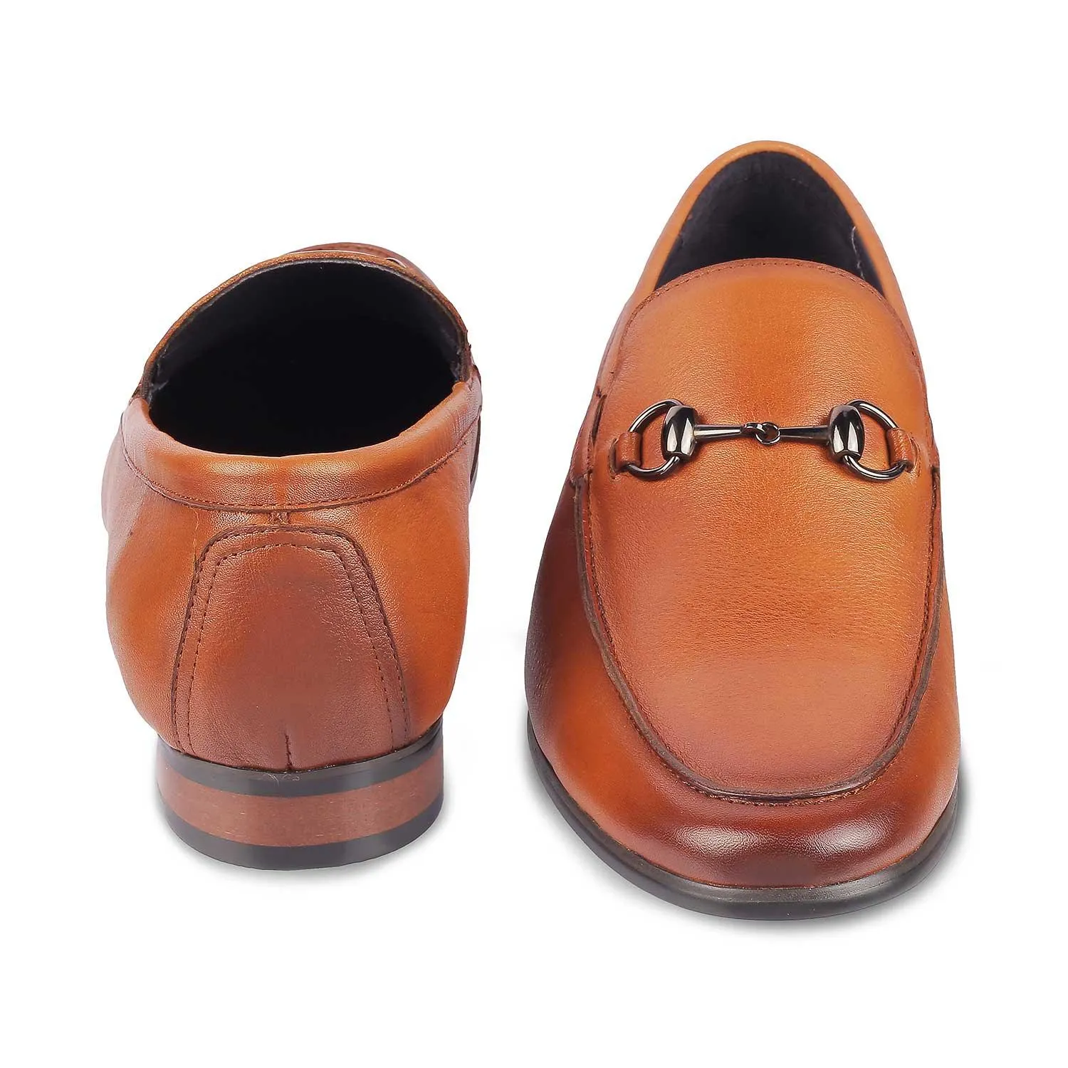 Tresmode Neslip Brown Men's Leather Horse-bit Loafers