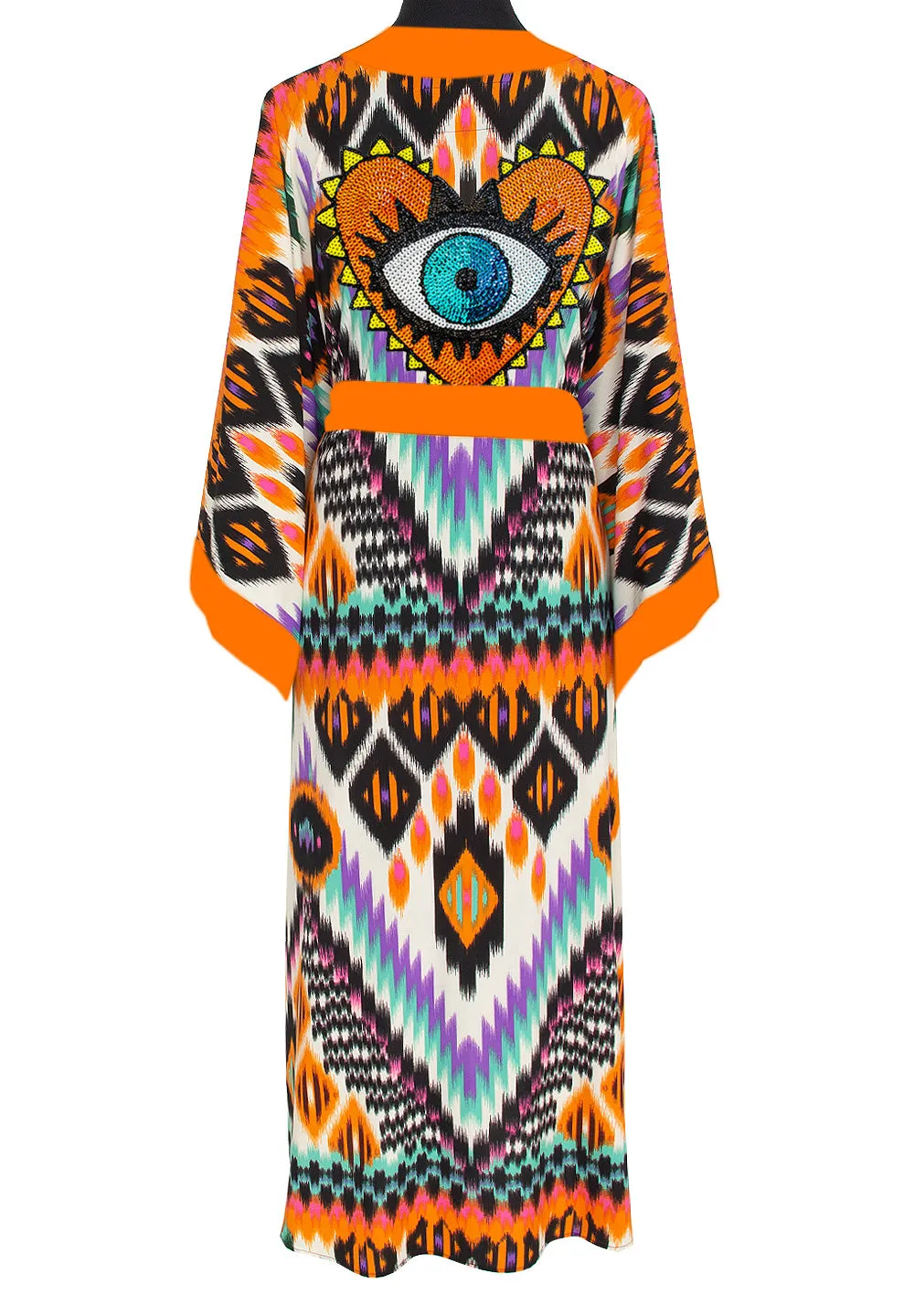 Tribal – Orange Apache Kimono Evil Eye (Neon Orange)