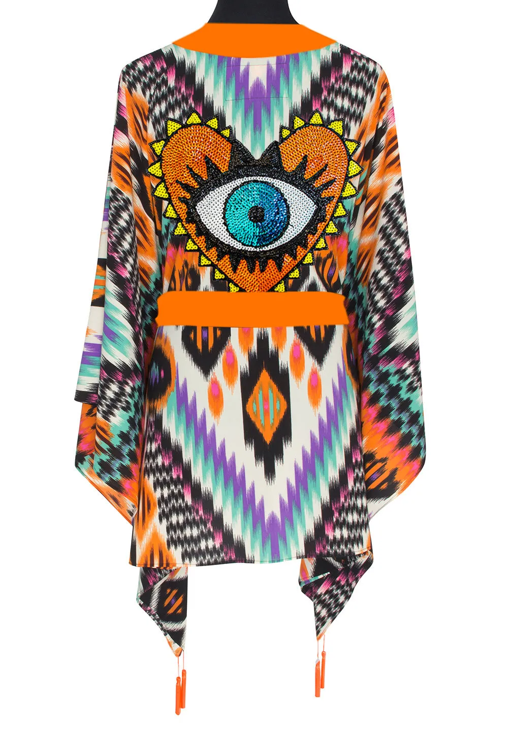 Tribal – Orange Apache Kimono Evil Eye (Neon Orange)