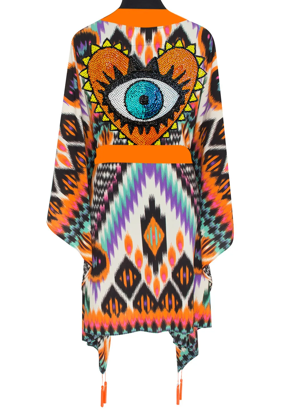 Tribal – Orange Apache Kimono Evil Eye (Neon Orange)