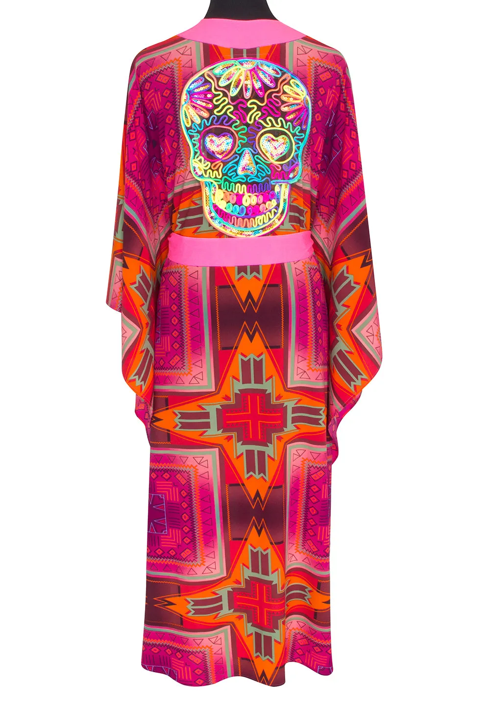 Tribal - Pink Kimono Skull (Neon Pink)