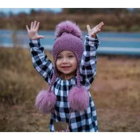 Triple Pom Braid Knit Hat