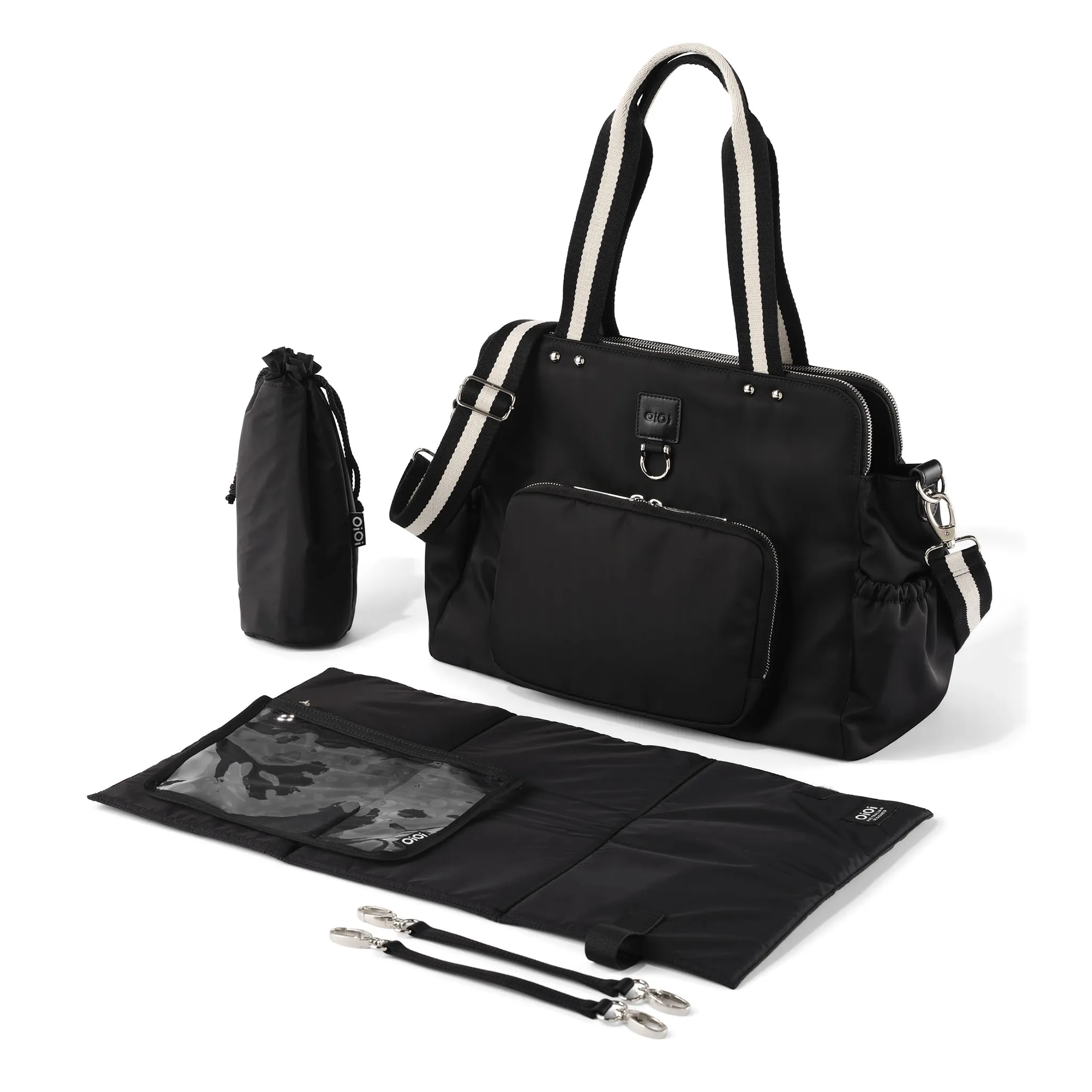 Triple Tote Nappy Bag - Black Nylon