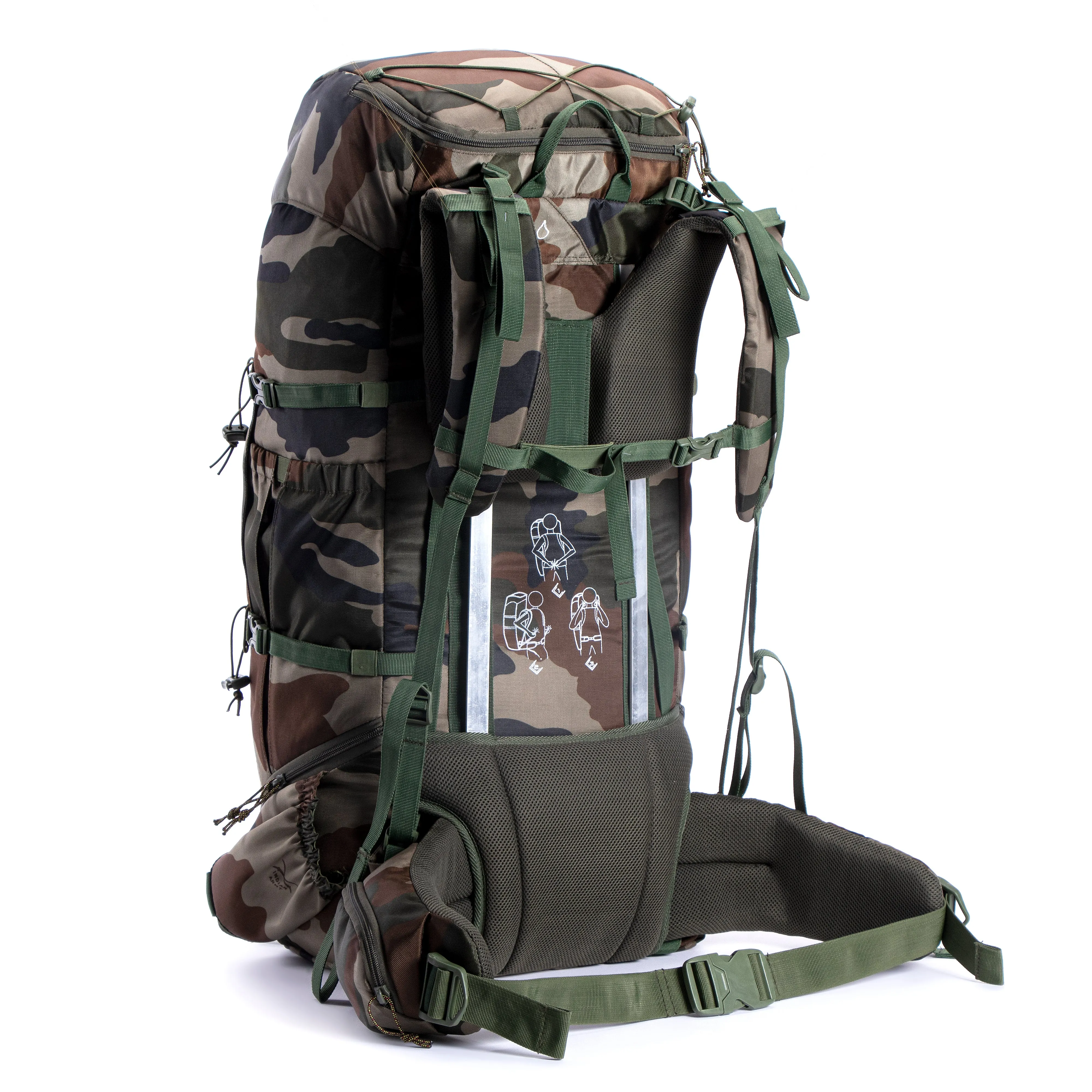 Tripole Terra Backpacking and Trekking Rucksack with Front Opening, Rain Cover and Metal Frame | Indian Army | 50 Litres