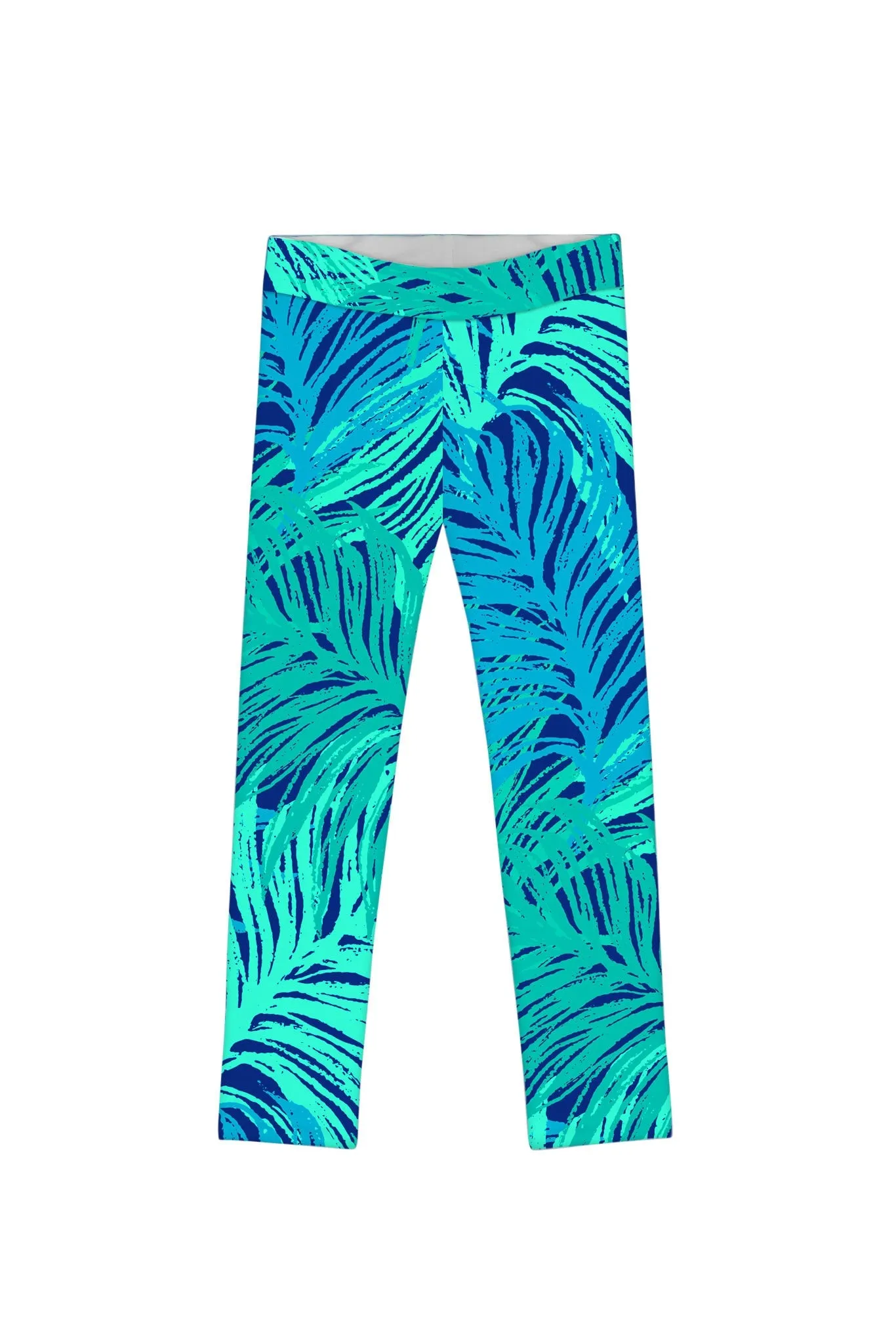 Tropical Dream Lucy Cute Blue Green Printed Leggings - Kids