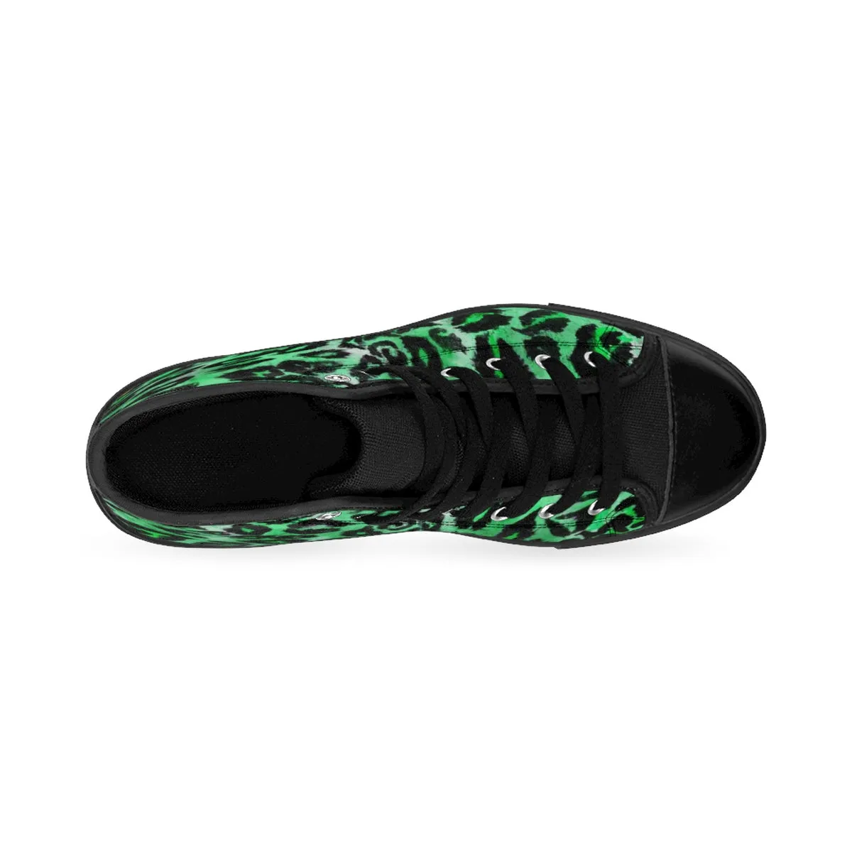 Tropical Green Leopard Animal Print Premium Men's High-top Fashion Sneakers