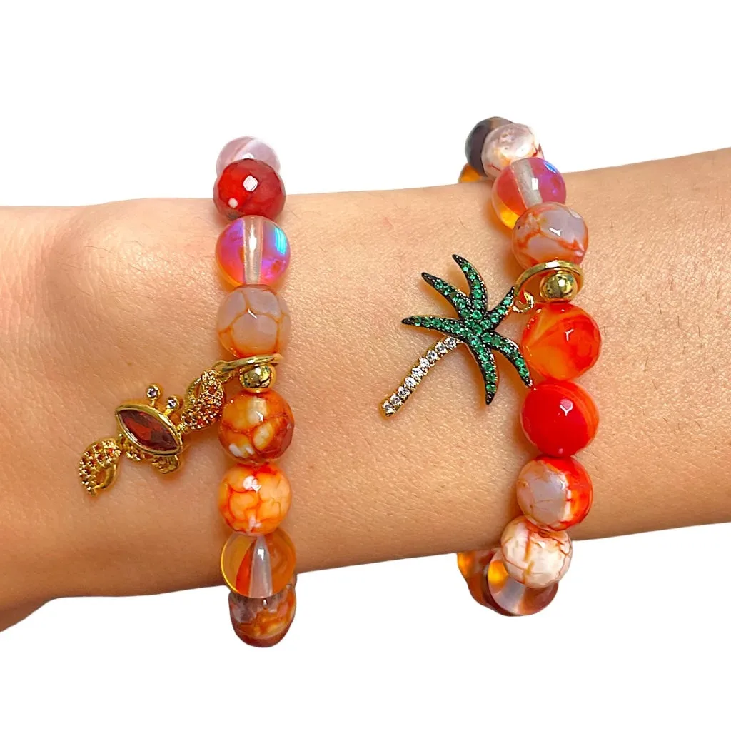 Tropical Heat Beaded Gemstone Bracelets