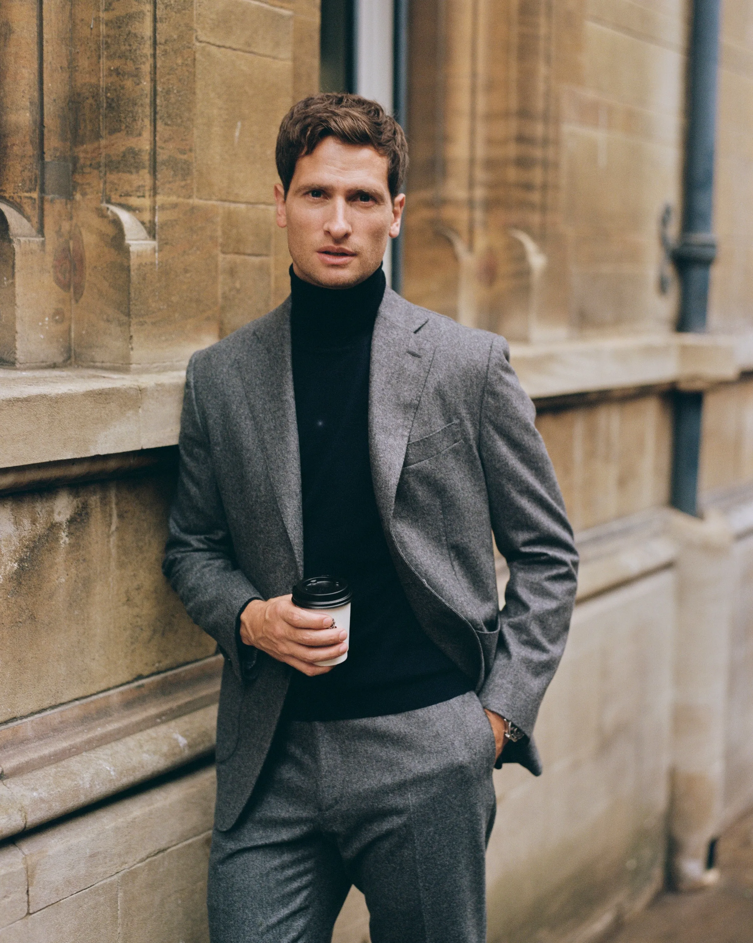 Trunk Wigmore Wool Flannel Suit Trousers: Charcoal