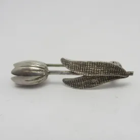 Tulip Flower Sterling Silver Brooch Pin Vintage c1980