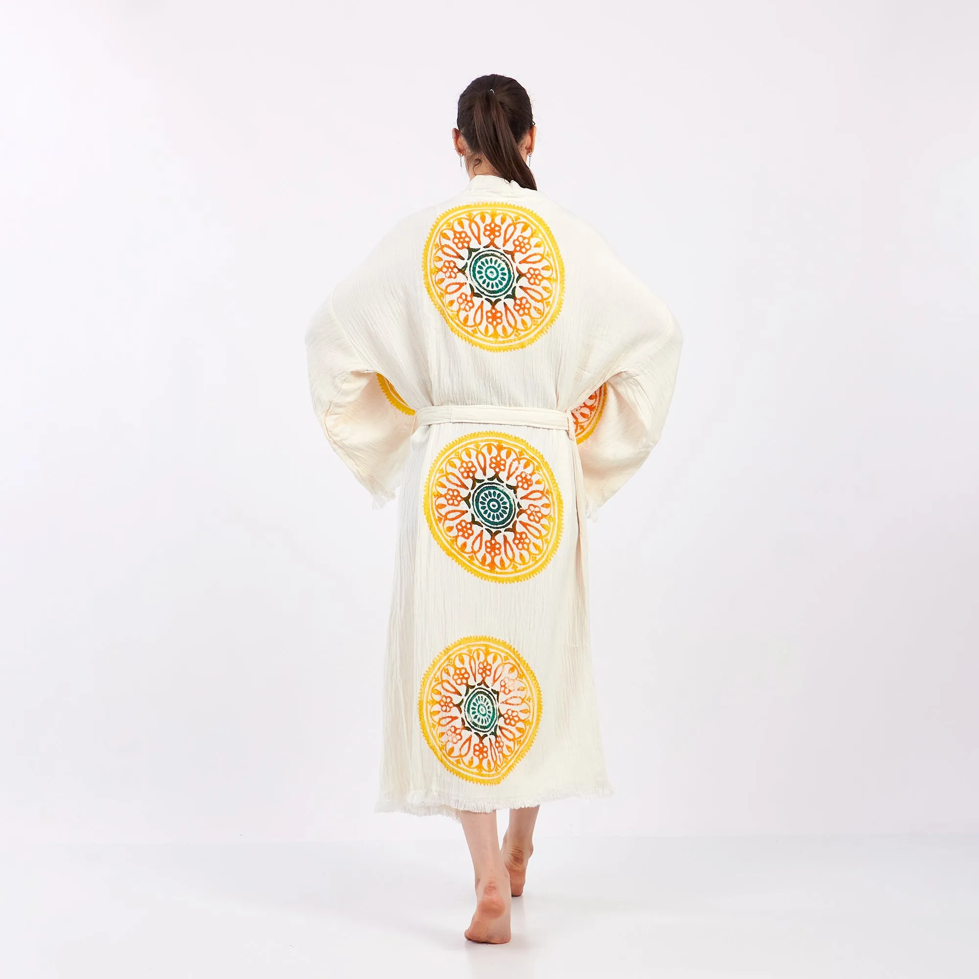 Turkish Towel Kimono Kaftan Bathrobe - Kimono Robe Sun Design