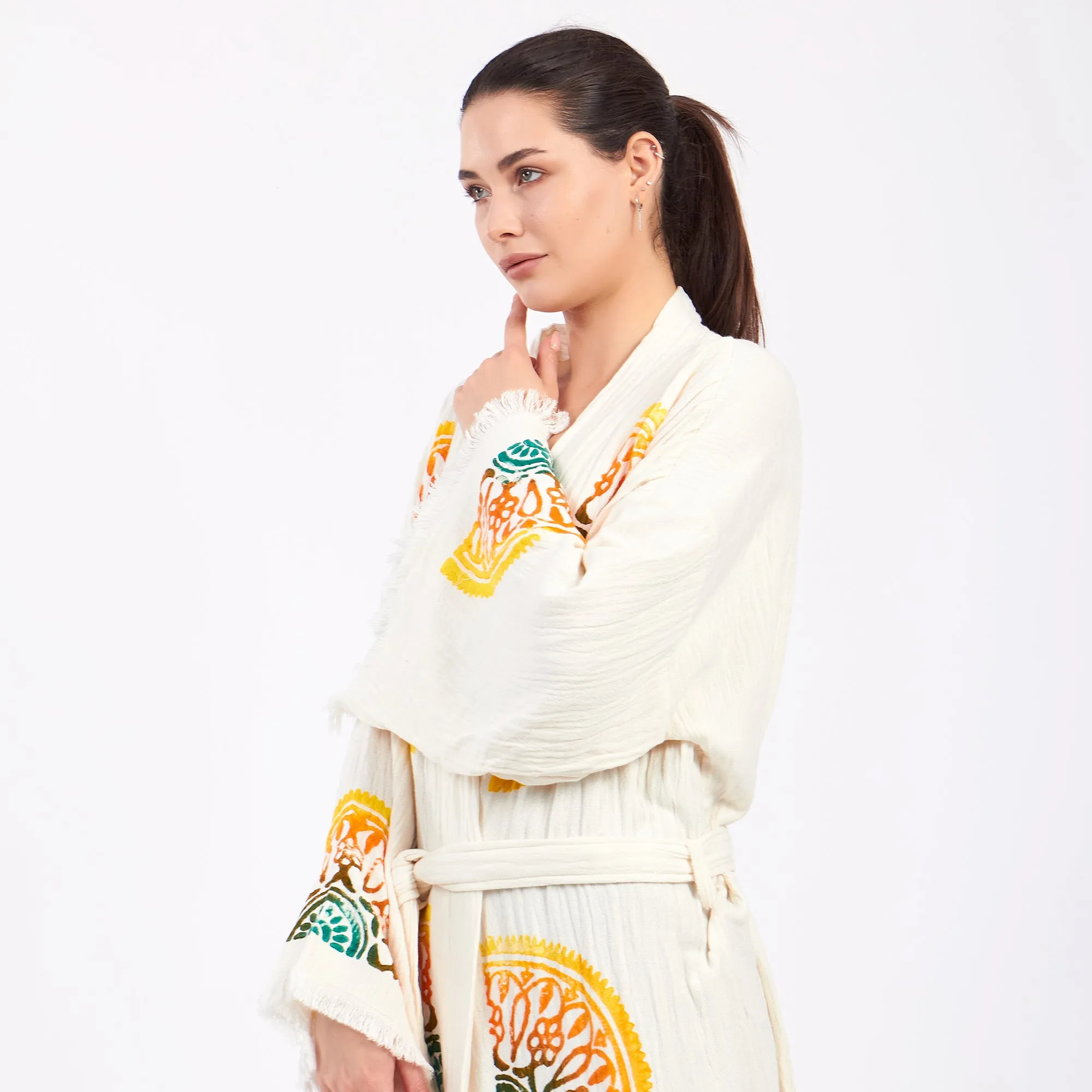 Turkish Towel Kimono Kaftan Bathrobe - Kimono Robe Sun Design