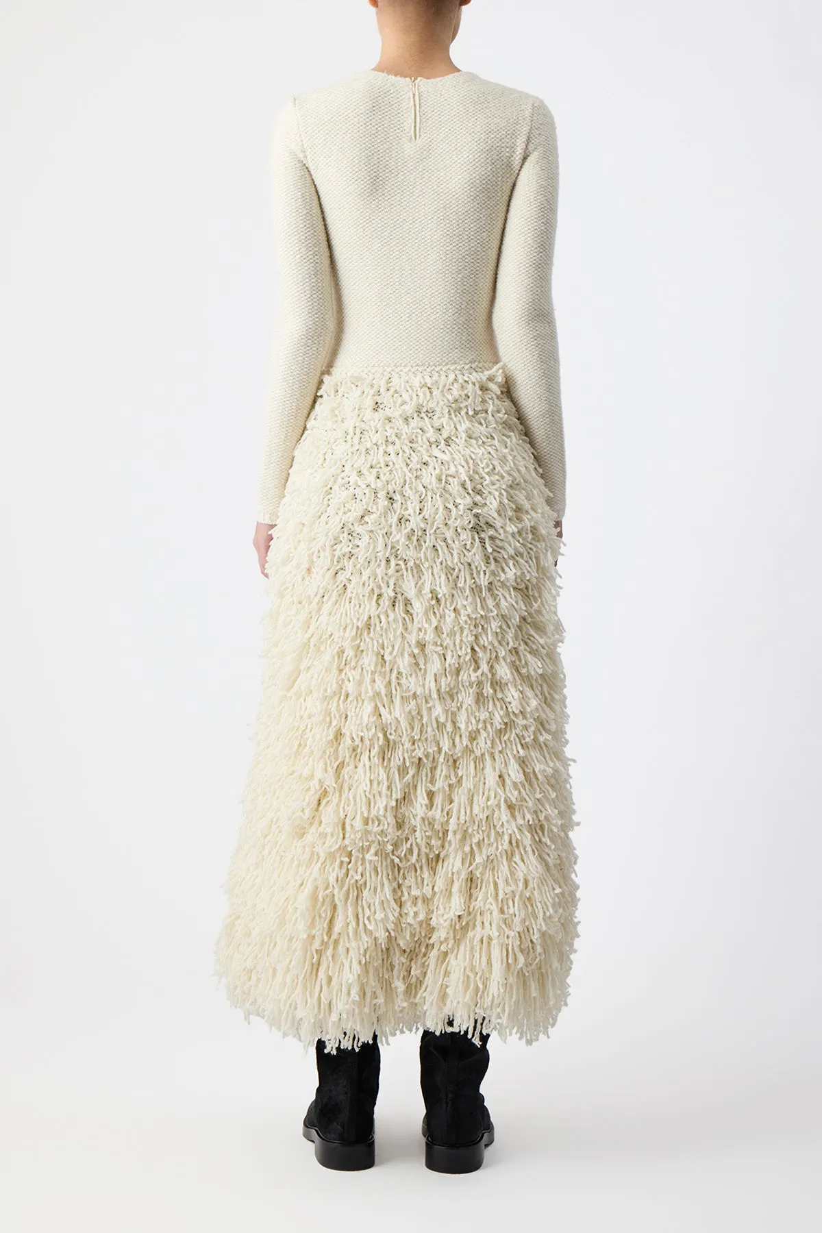 Turner Knit Maxi Dress in Ivory Virgin Wool Cashmere Silk