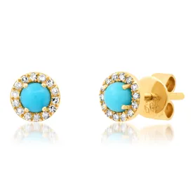 TURQUOISE DOTS & DIAMOND STUDS, 14kt GOLD