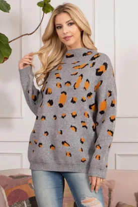 Turtle Neckline Leopard Sweater