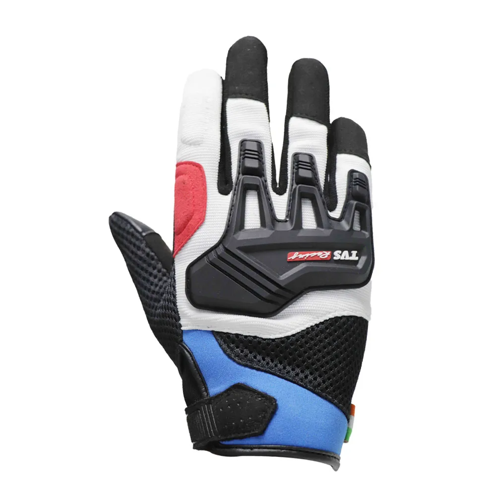 TVS Racing Gloves for Men | Mesh Motorcycle Gloves for Riding Comfort (Blue White)