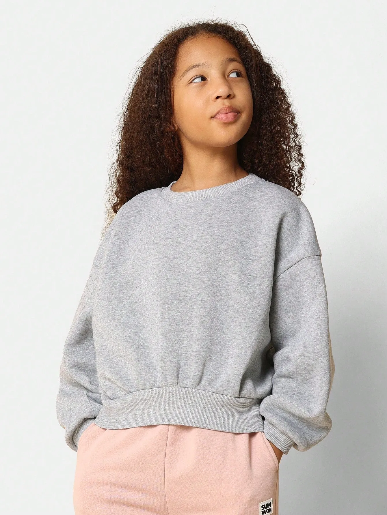 Tween Girls Regular Fit Vintage Grey Sweatshirt