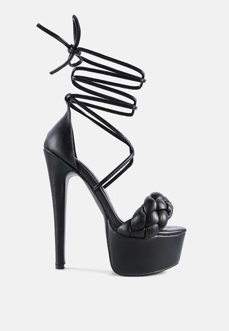 Twerk Tie-Up Braided High Platform Sandals