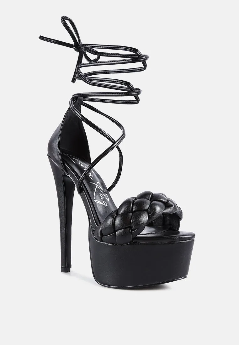 Twerk Tie-Up Braided High Platform Sandals