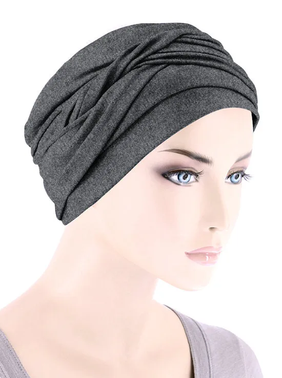 TWIST-CHARCOAL#Twisty Turban in Buttery Soft Charcoal Gray