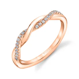 Twist Diamond Wedding Band - Evangeline 18k Gold Rose