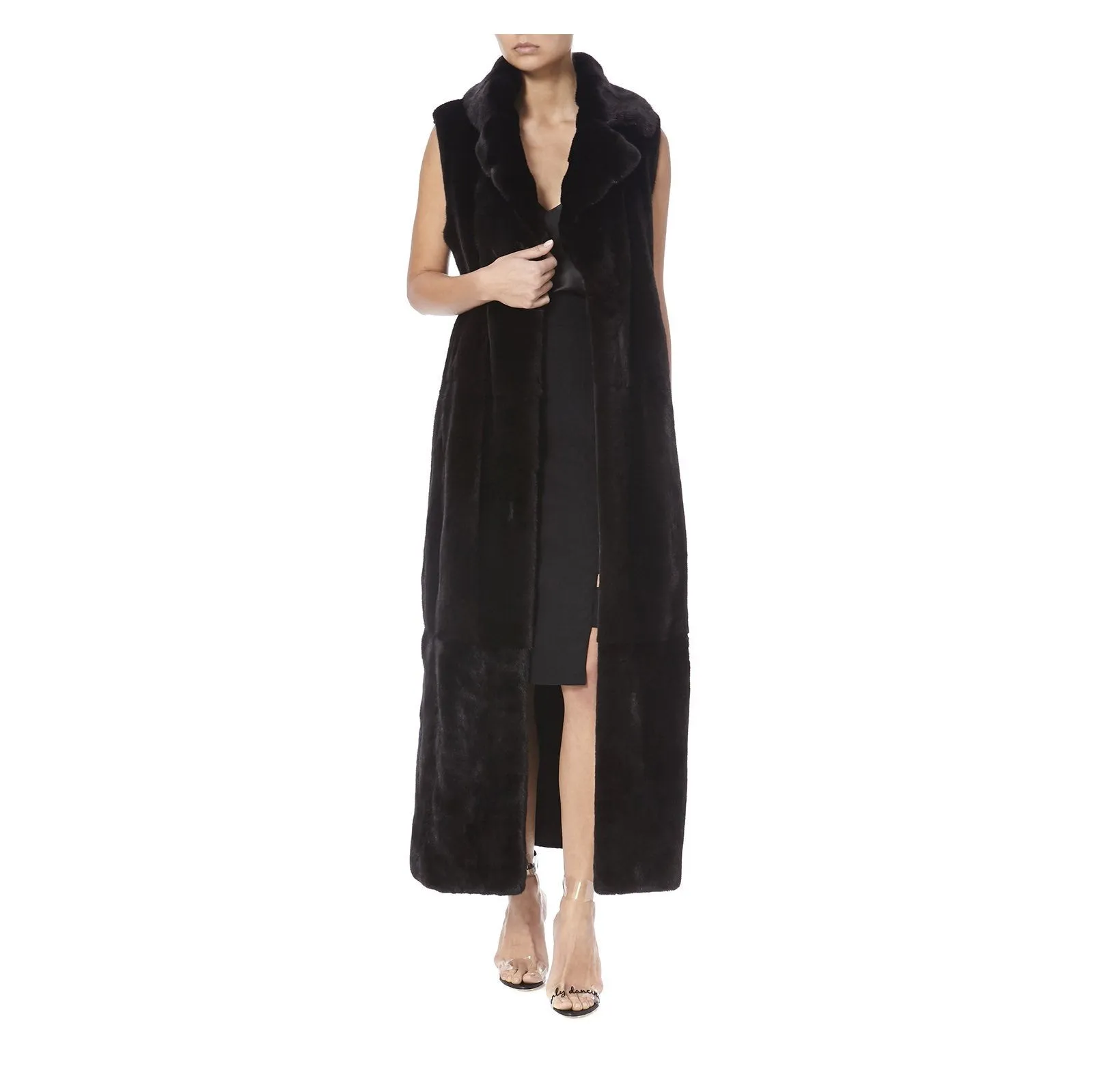 TWIX LONG BLACK MINK SLEEVELESS FUR