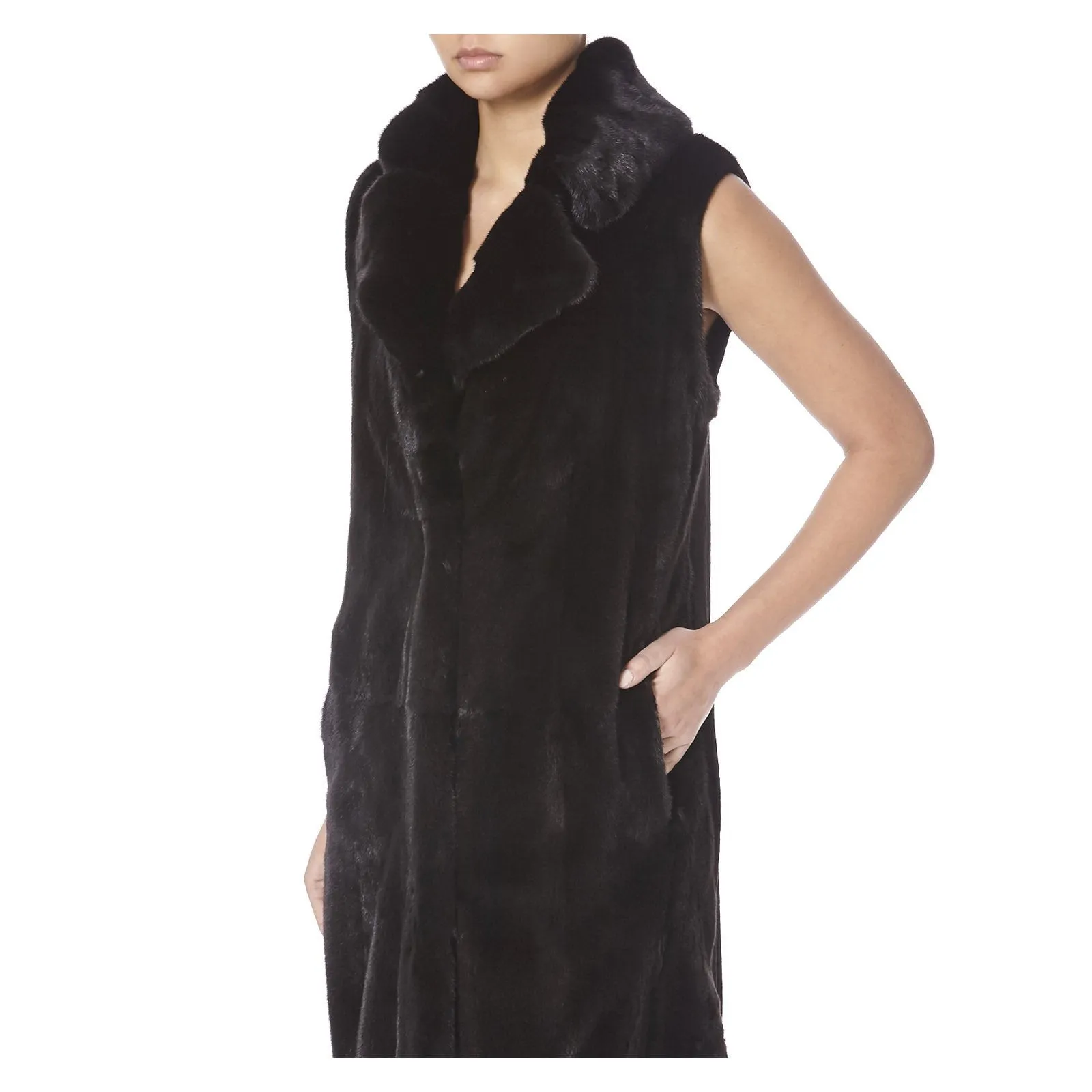 TWIX LONG BLACK MINK SLEEVELESS FUR