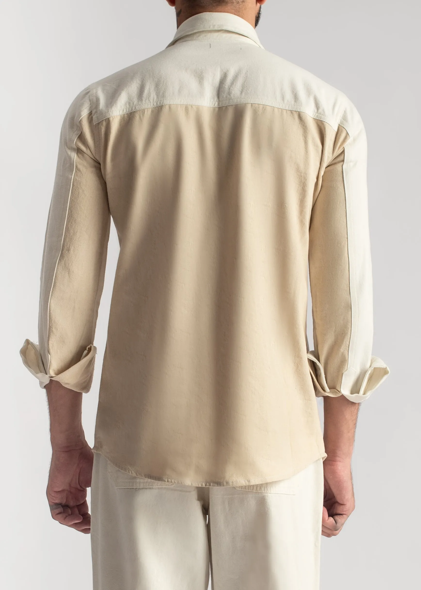 Two-tone Beige Denim Shirt