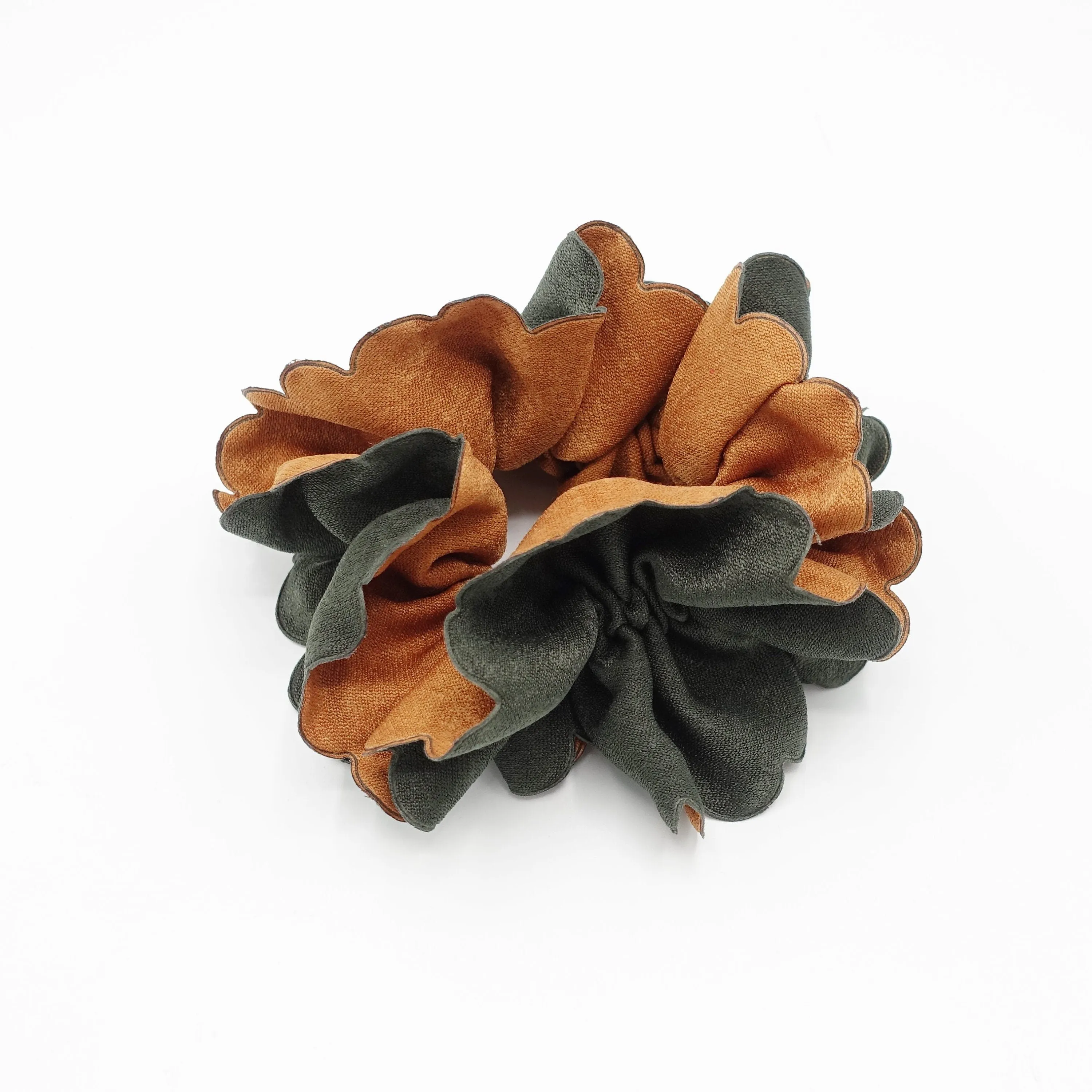 two tone scrunchies micro fiber floral petal scrunchie hair elastic women hair accessories