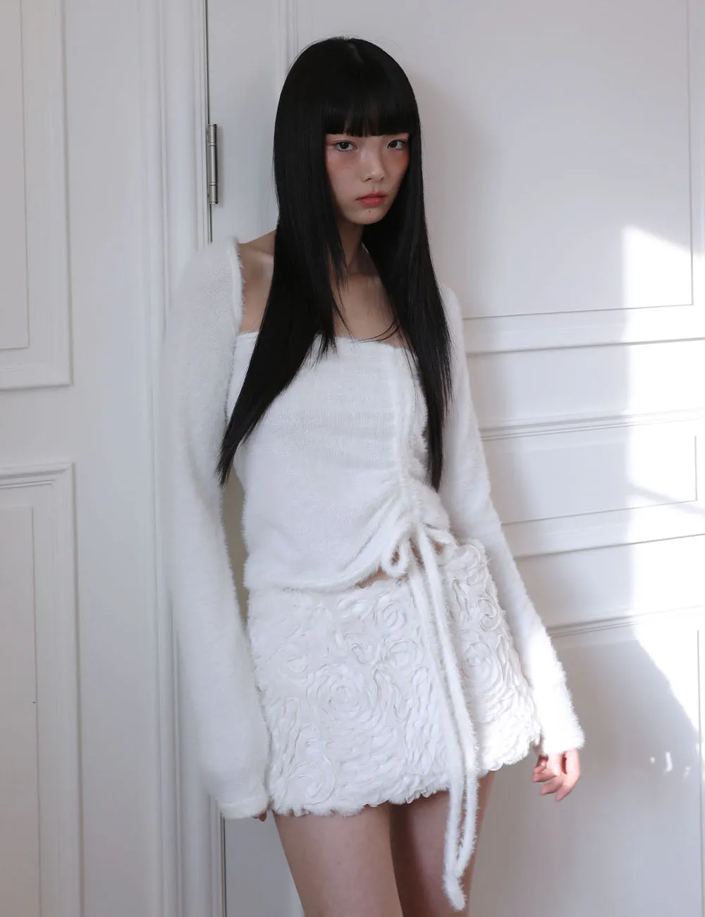 [UGLY SHADOW] FW 24 ANGORA HOODIE TANK TOP(IVORY)