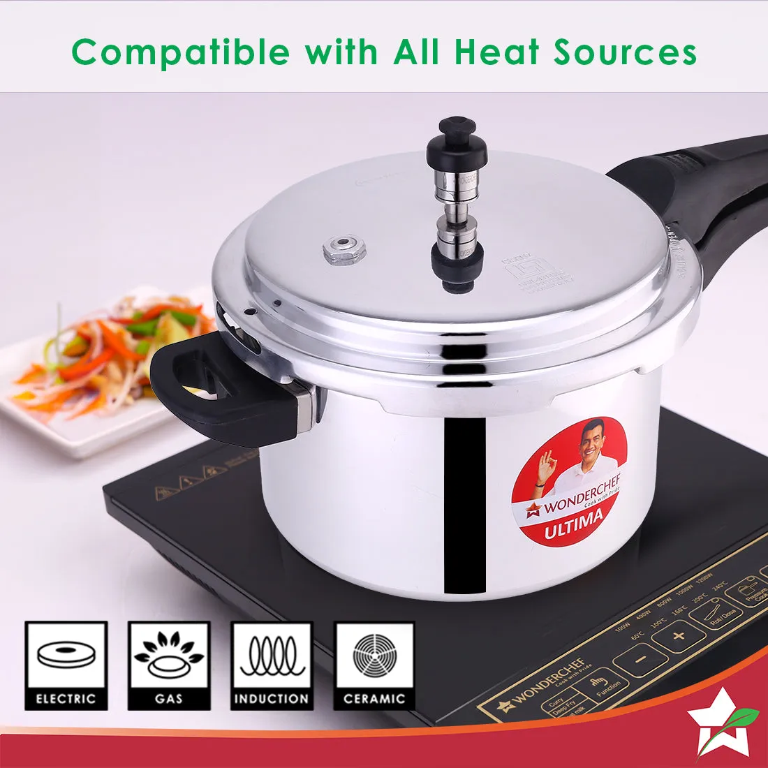 Ultima Induction Base 5L Aluminium Pressure Cooker With Outer Lid