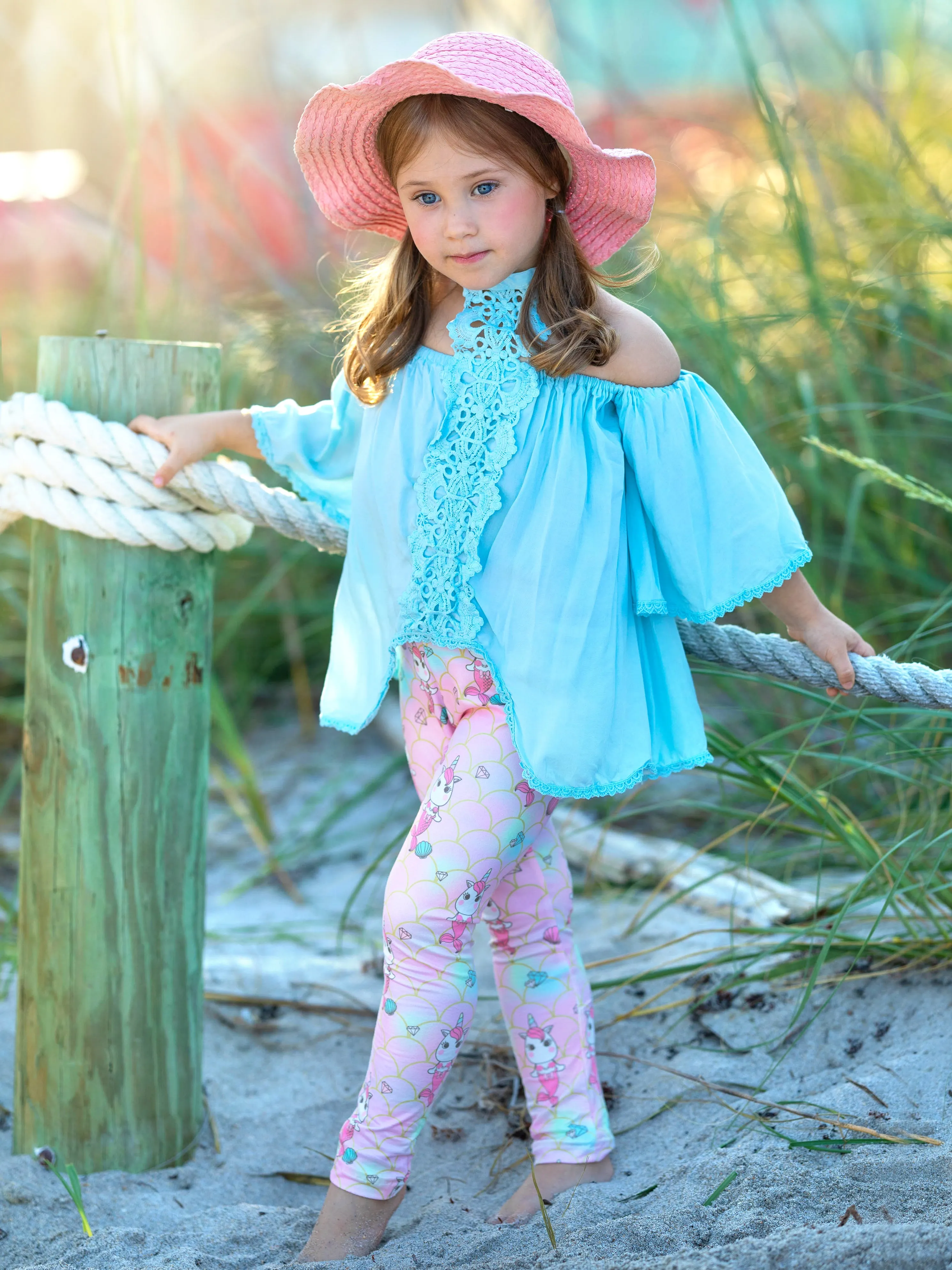 Unicorn Mermaid Lace Tunic and Legging Set