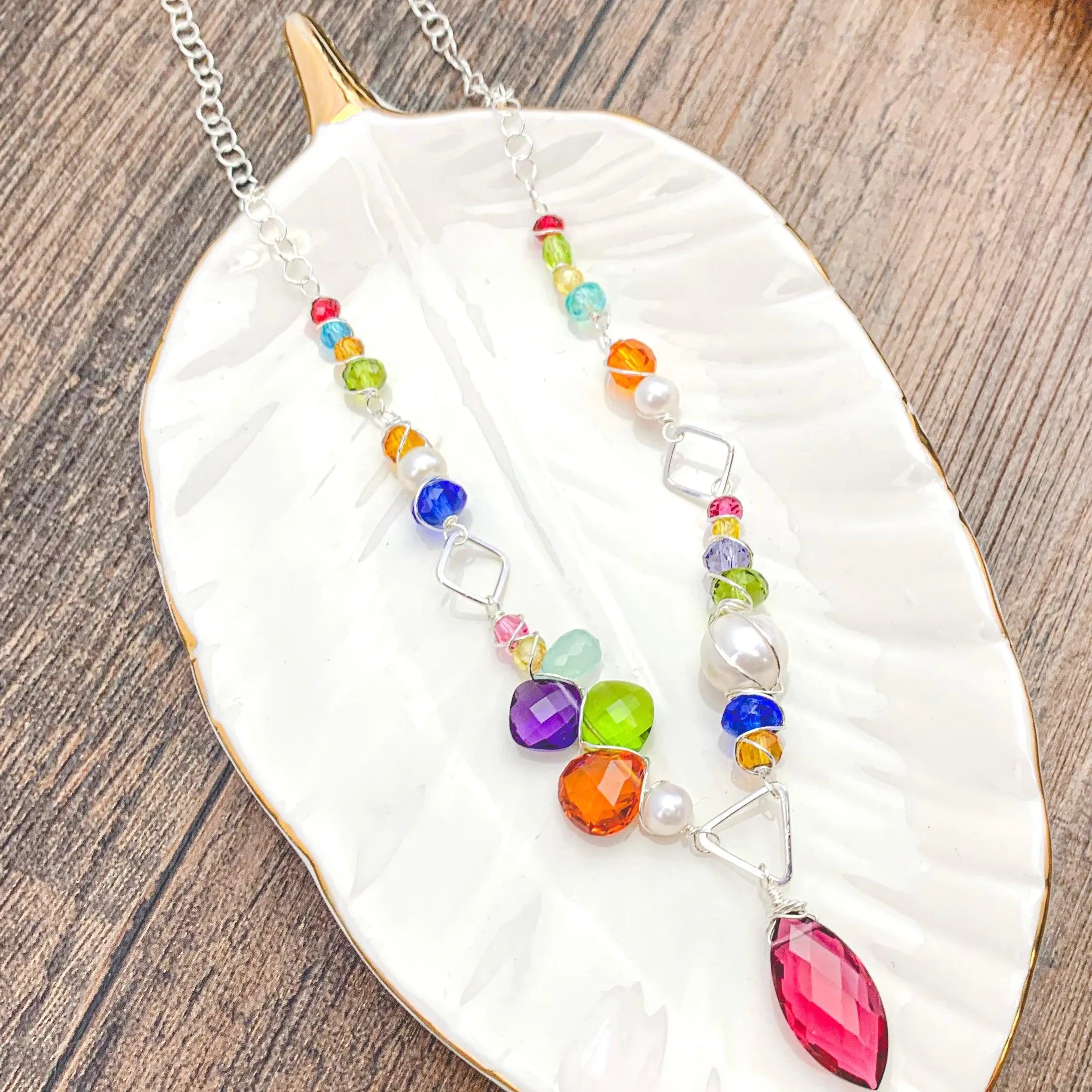 Unique Asymmetrical Colorful Kaleidoscope Necklace