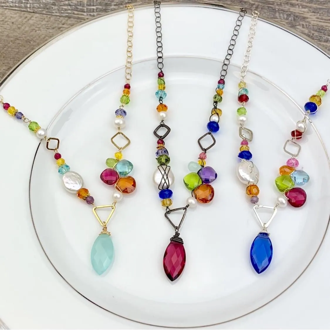 Unique Asymmetrical Colorful Kaleidoscope Necklace