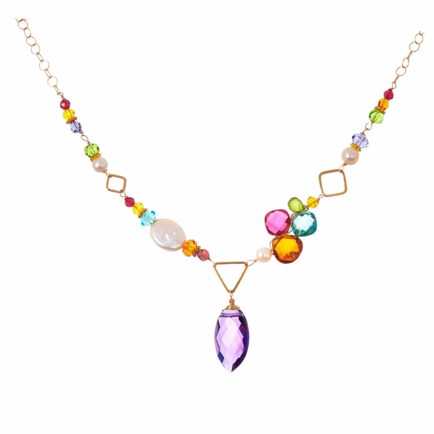 Unique Asymmetrical Colorful Kaleidoscope Necklace