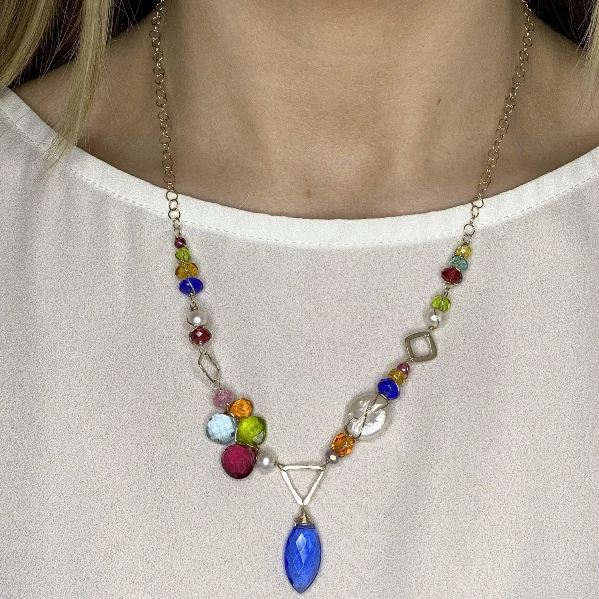 Unique Asymmetrical Colorful Kaleidoscope Necklace