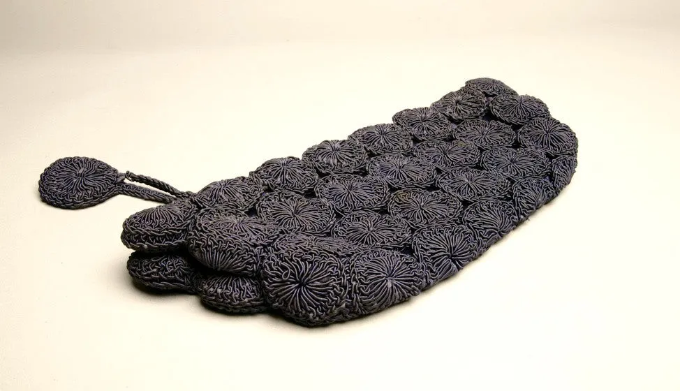 Unique Crochet Bag Navy Blue Clutch Vintage Handbag