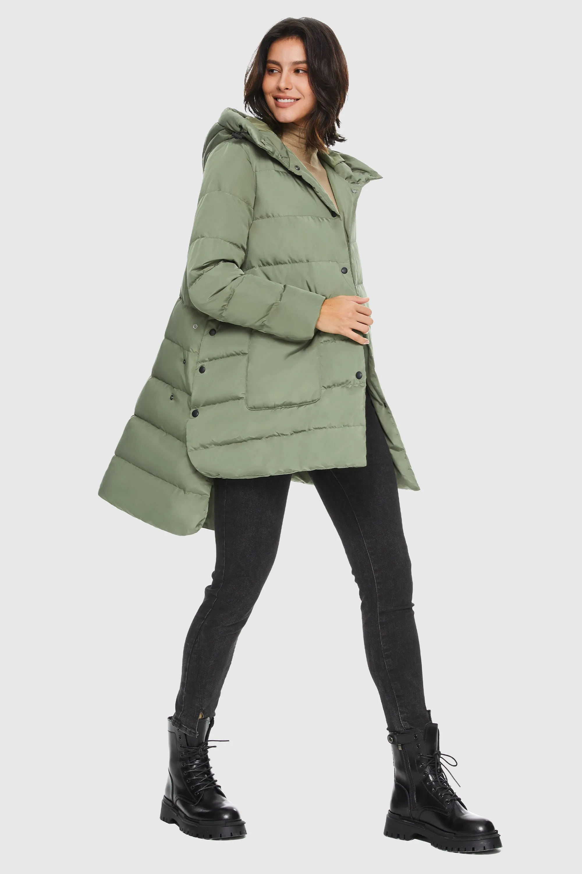 Unique Cut Hooded Puffer Coat