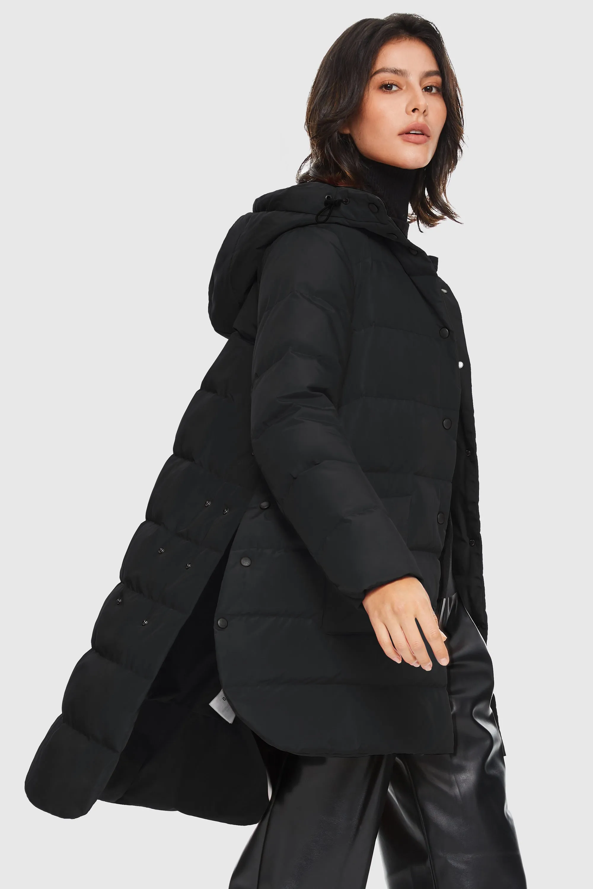 Unique Cut Hooded Puffer Coat