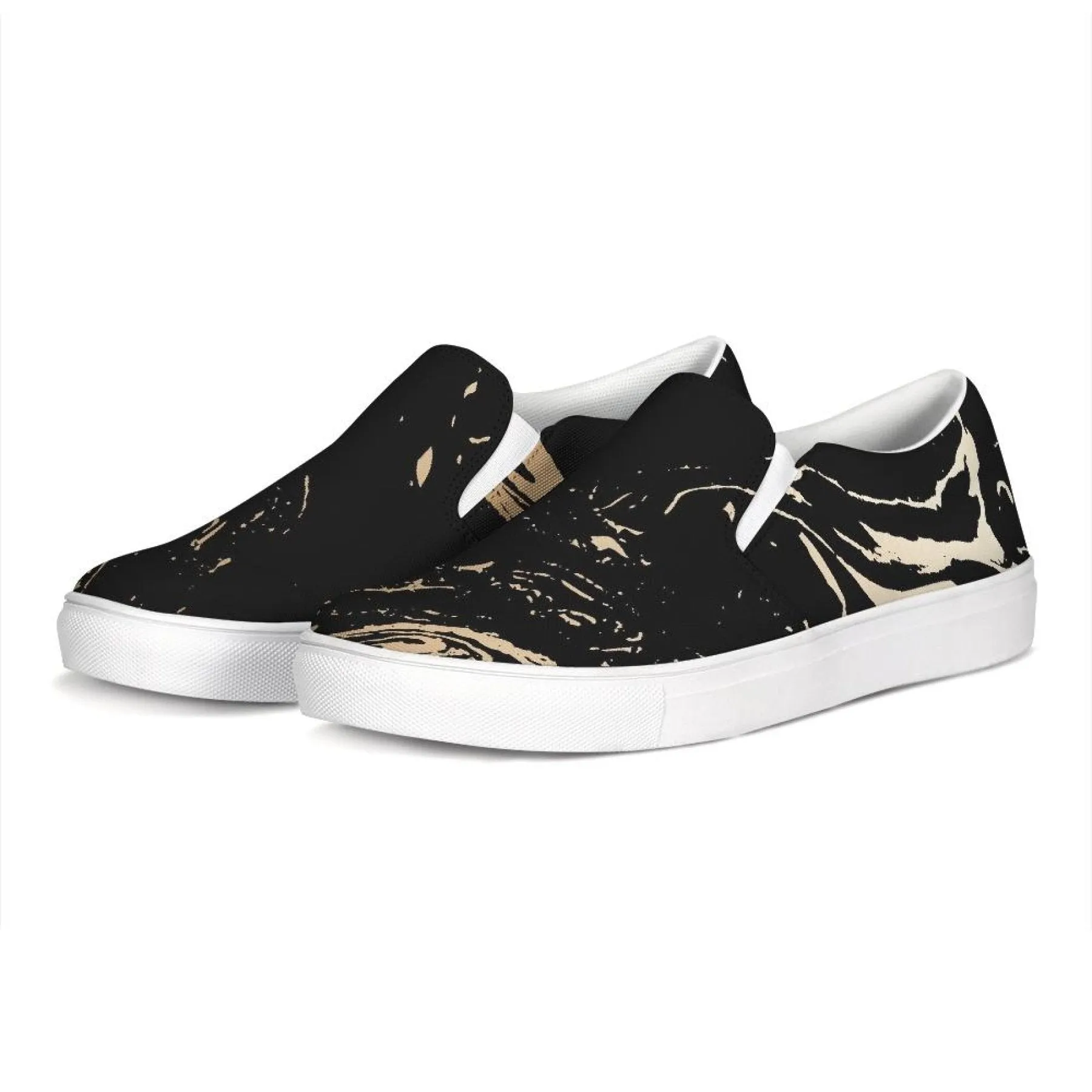 Uniquely You Womens Sneakers - Black & Beige Swirl Style Low Top