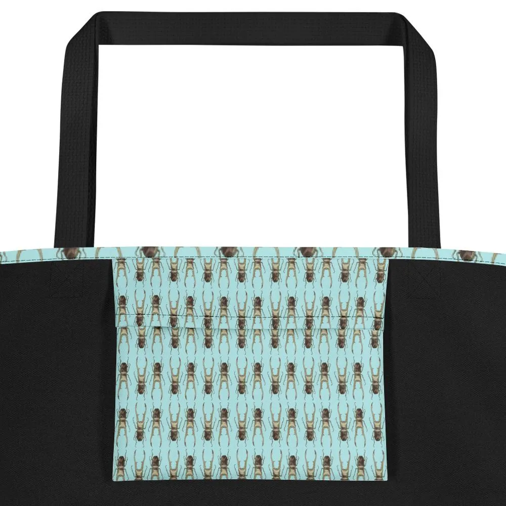 Unisex Stag Beetles Opposites Beach Bag Textiles by Robert Bowen