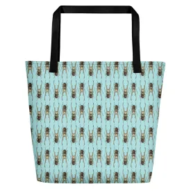 Unisex Stag Beetles Opposites Beach Bag Textiles by Robert Bowen