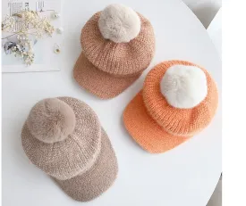 Unisex Winter Pom Pom Design Knitted Cute Caps for Kids