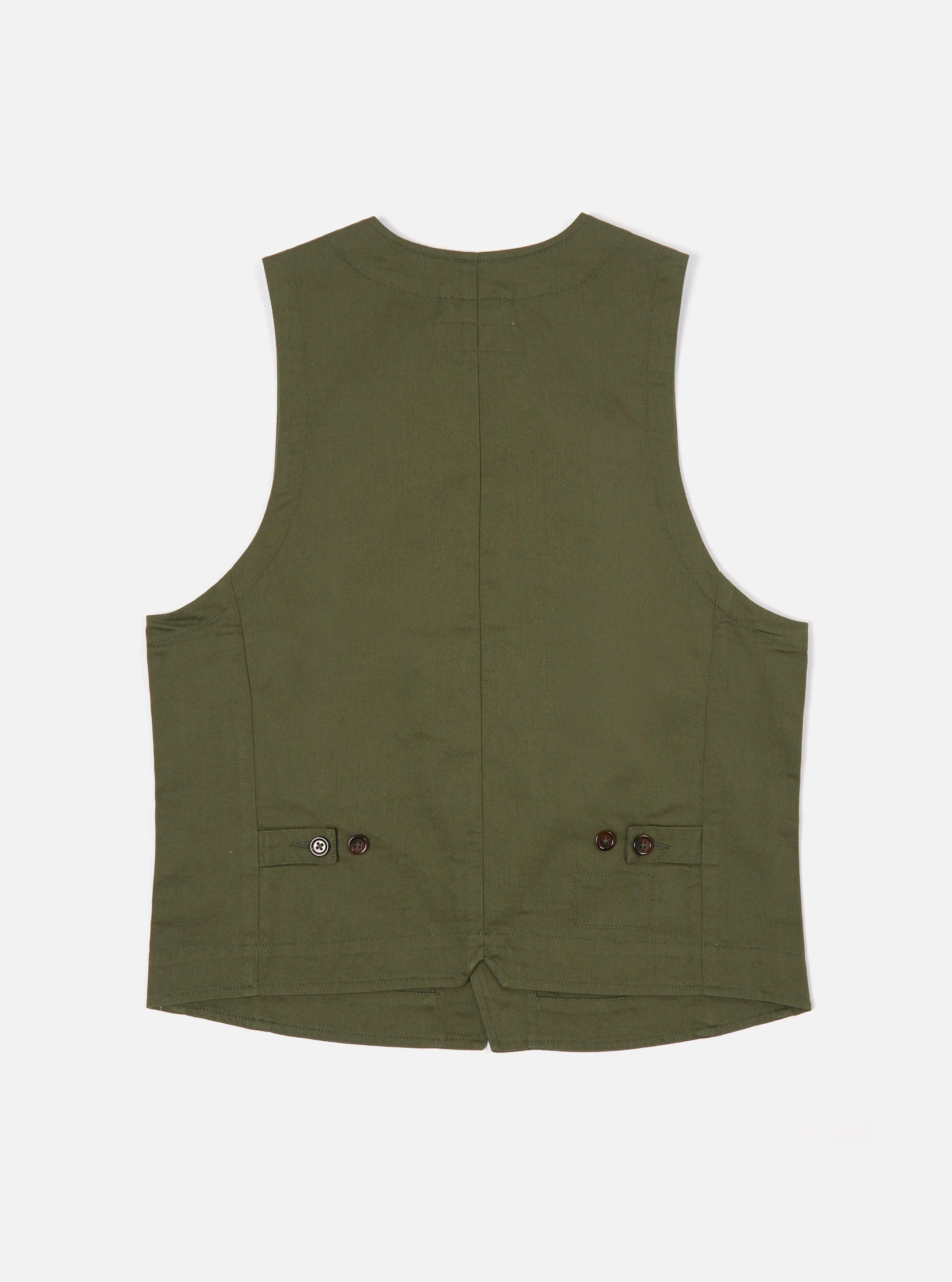 Universal Works Field Waistcoat in Light Olive Twill