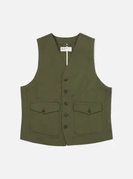 Universal Works Field Waistcoat in Light Olive Twill