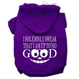 Up to No Good Screen Print Pet Hoodies Purple Size XS (8)