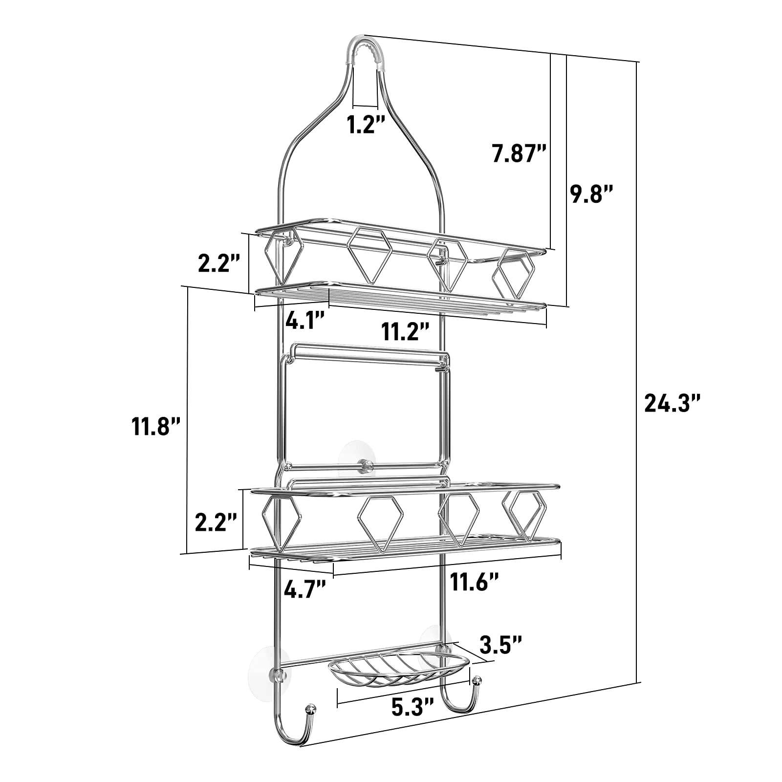 Upgraded! Geekdigg Bathroom Hanging Shower Head Caddy Organizer, Three Tier, Rust Proof