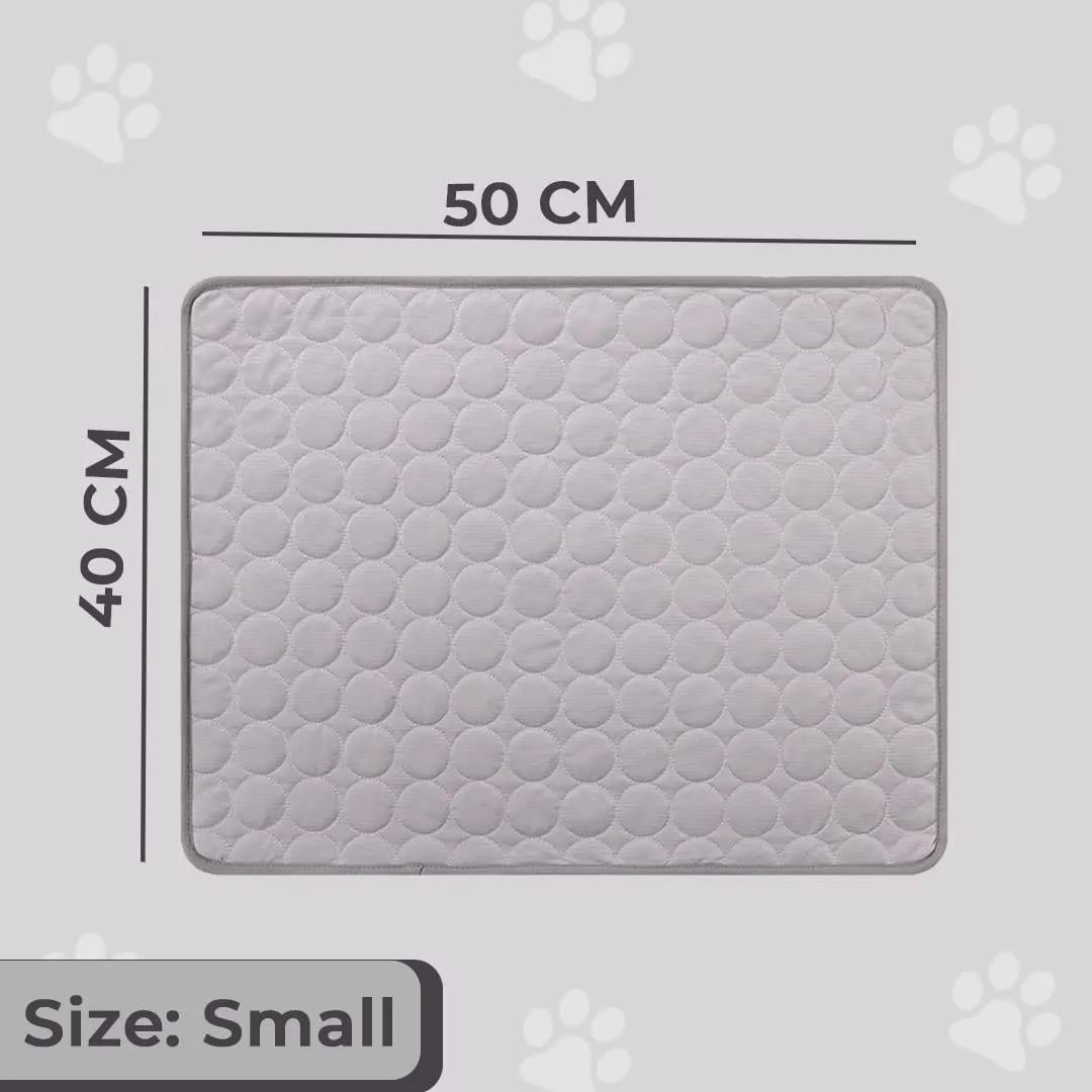 Urbane Home Rectangular Dog & Cat Bed|Premium Cool Ice Silk with Polyester With Bottom Mesh|Multi-Utility Self-Cooling Pad For Dog & Cat|Light-weight & Durable Dog Bed|ZQCJ001G-S|Grey