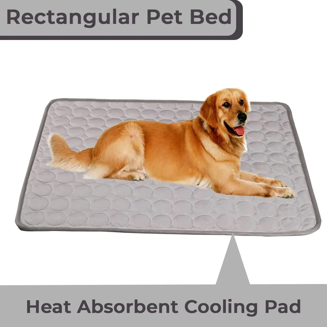 Urbane Home Rectangular Dog & Cat Bed|Premium Cool Ice Silk with Polyester With Bottom Mesh|Multi-Utility Self-Cooling Pad For Dog & Cat|Light-weight & Durable Dog Bed|ZQCJ001G-S|Grey