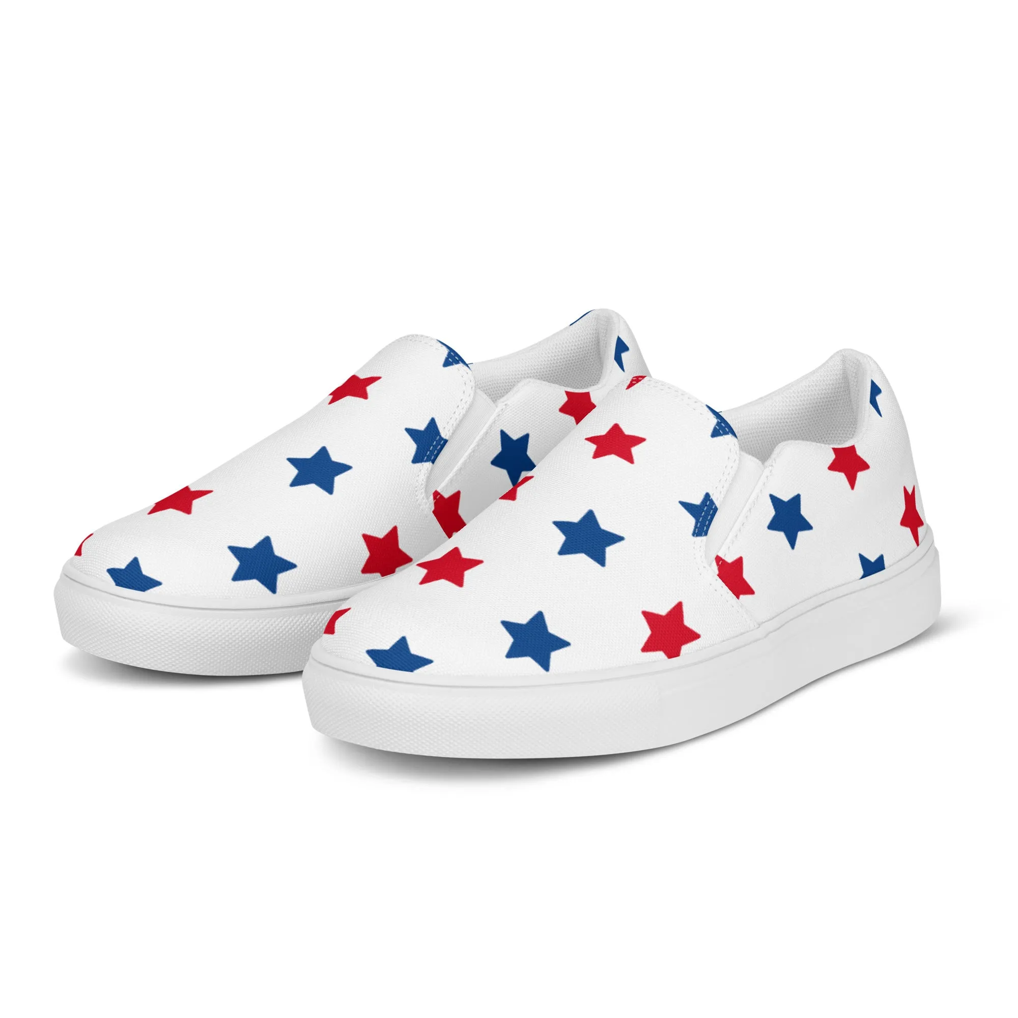 US Flag Women's Sneakers, American Patriotic July Fourth US National Holiday Print Women’s Slip-On Canvas Shoes (US Size: 5-12)